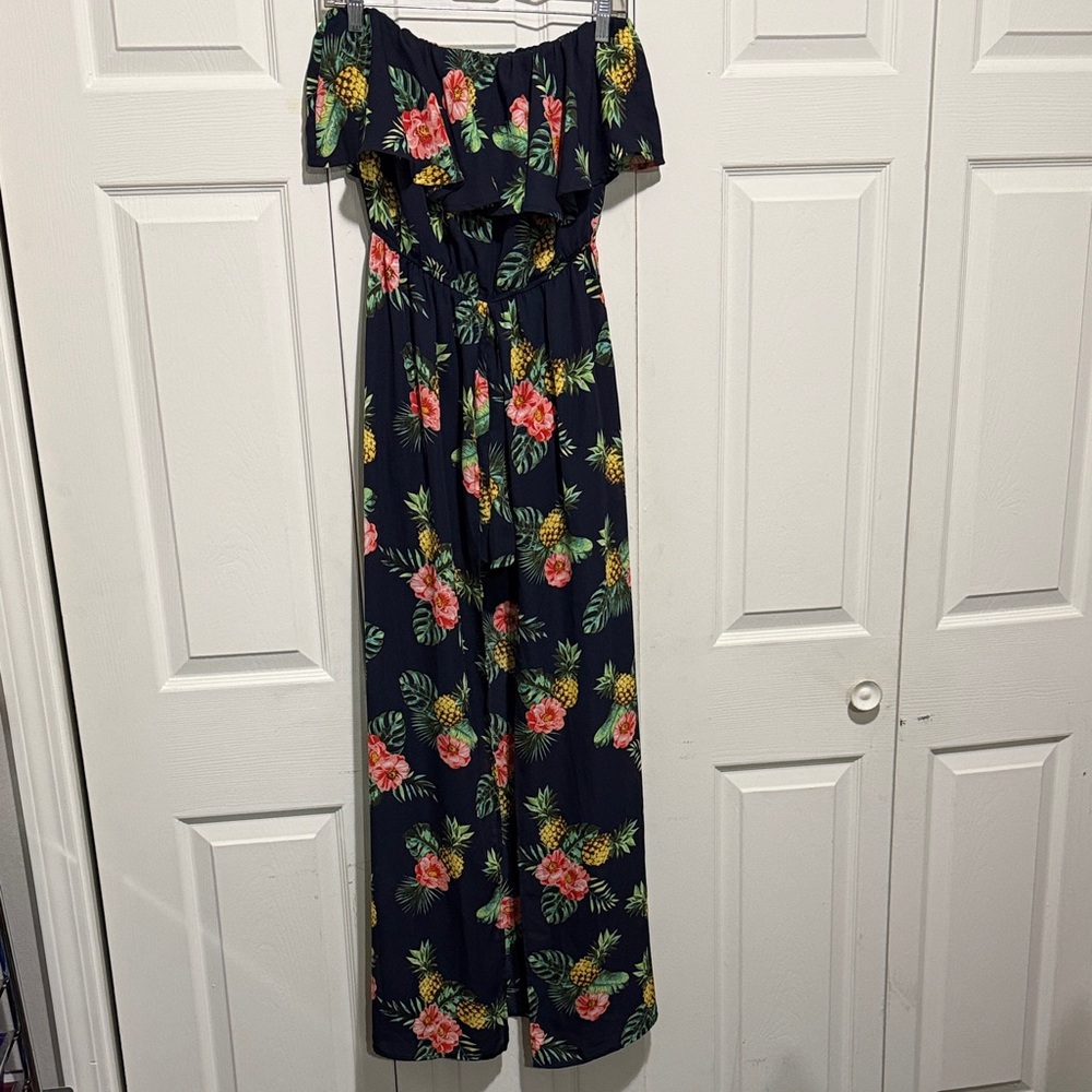 She + Sky Floral Strapless Romper/Dress, Small